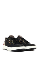 Woman Black Lace-Up Thick Sole Leather Sneakers | Derimod