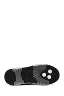 Woman Black Lace-Up Thick Sole Leather Sneakers | Derimod