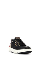 Woman Black Lace-Up Thick Sole Leather Sneakers | Derimod