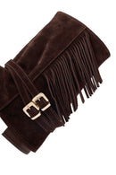 Woman Brown Chunky Heel Suede Leather Boat | Derimod