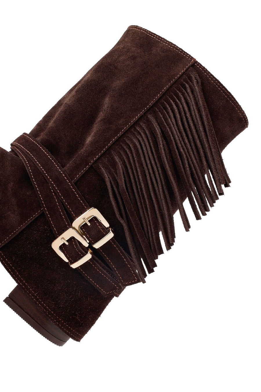 Woman Brown Chunky Heel Suede Leather Boat