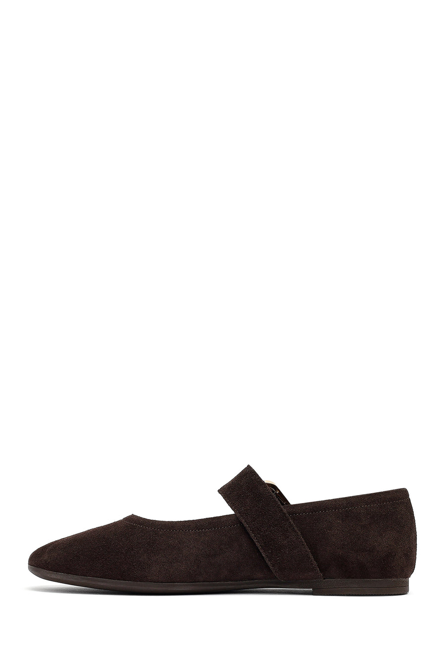 Woman Brown Buckled Suede Leather Babet