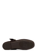 Woman Brown Buckled Suede Leather Babet | Derimod