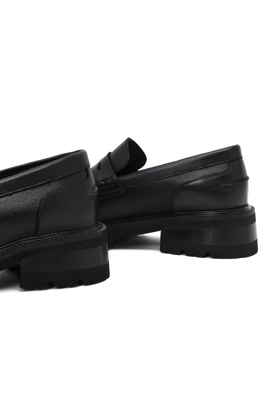 Woman Black Thick-Soled Leather Masculine Loafers