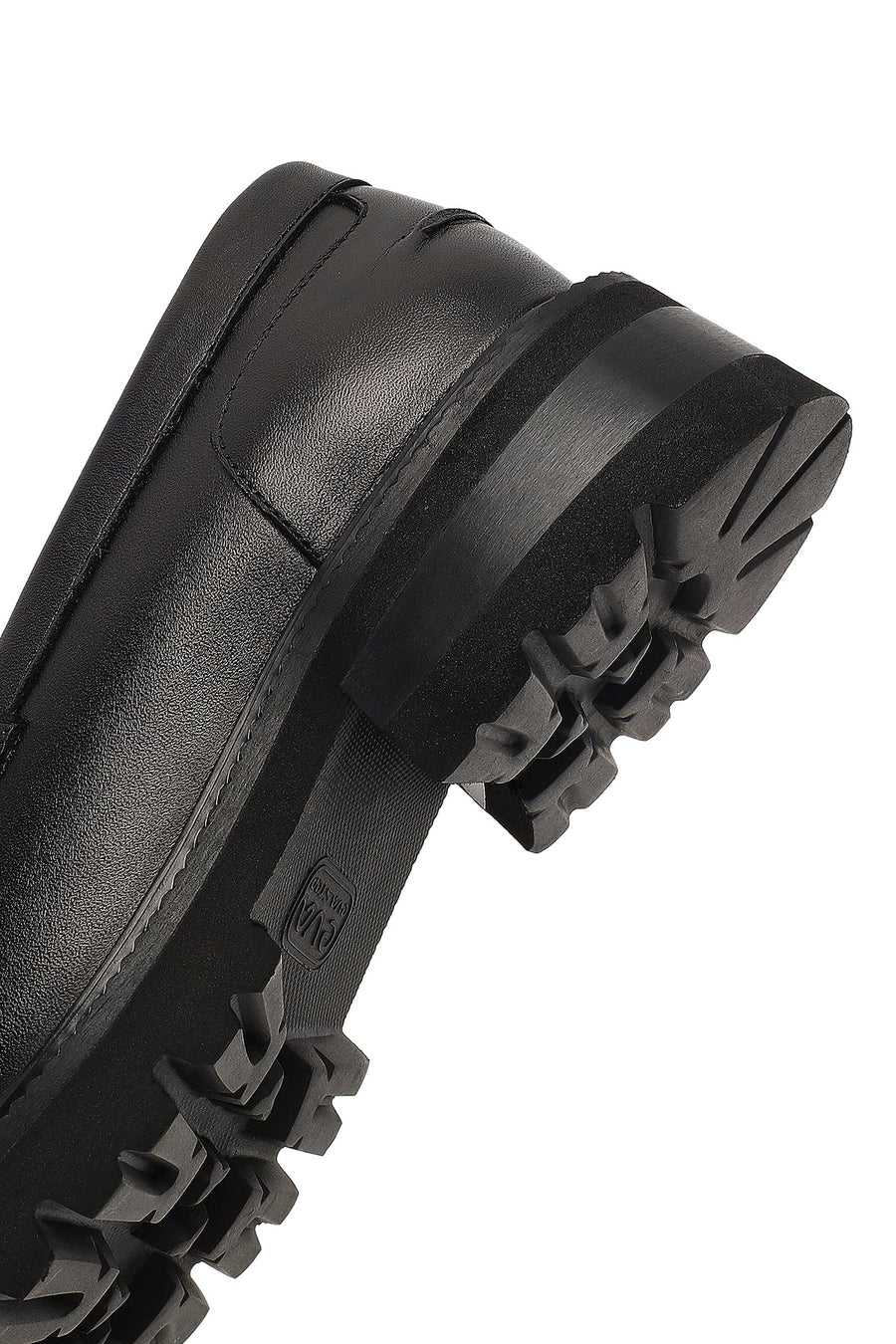 Woman Black Thick-Soled Leather Masculine Loafers
