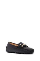 Women's Black Buckled Leather Loafer | Derimod