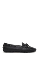 Women's Black Tasselled Leather Loafer | Derimod