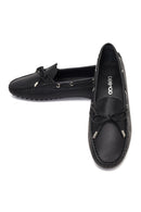 Women's Black Tasselled Leather Loafer | Derimod