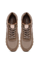 Woman Mink Laced Leather Sneakers | Derimod