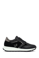 Woman Black Lace-Up Thick Sole Leather Sneakers | Derimod