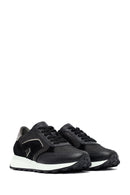 Woman Black Lace-Up Thick Sole Leather Sneakers | Derimod