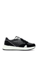 Woman Black Lace-Up Thick Sole Leather Sneakers | Derimod