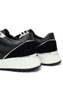 Woman Black Lace-Up Thick Sole Leather Sneakers | Derimod