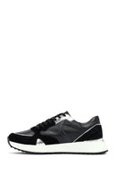 Woman Black Lace-Up Thick Sole Leather Sneakers | Derimod