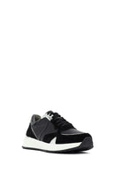 Woman Black Lace-Up Thick Sole Leather Sneakers | Derimod