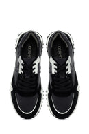 Woman Black Lace-Up Thick Sole Leather Sneakers | Derimod