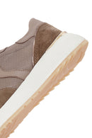 Woman Mink Laced Thick Sole Leather Sneakers | Derimod