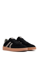 Kadın Siyah Bağcıklı Süet Deri Sneaker | Derimod