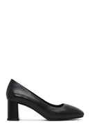 Derimod Flex Women Black Thick Heeled Leather Shoe | Derimod