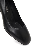 Derimod Flex Women Black Thick Heeled Leather Shoe | Derimod