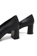 Derimod Flex Women Black Thick Heeled Leather Shoe | Derimod