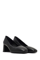 Derimod Flex Women Black Thick Heeled Leather Shoe | Derimod