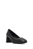 Derimod Flex Women Black Thick Heeled Leather Shoe | Derimod