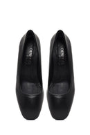 Derimod Flex Women Black Thick Heeled Leather Shoe | Derimod