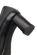 Derimod Flex Women Black Thick Heeled Leather Shoe | Derimod