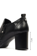 Women's Black Thick Heeled Leather Boots | Derimod