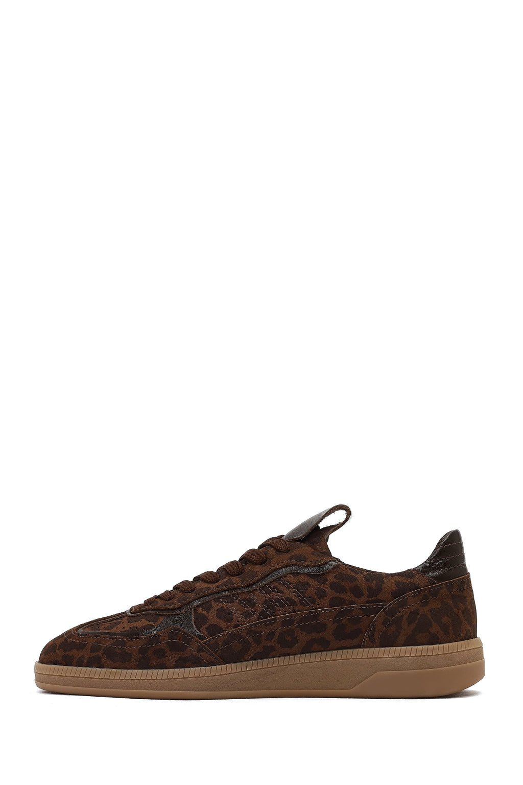 Kadın Kahverengi Bağcıklı Leopar Desenli Süet Deri Sneaker