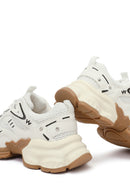 Women's White Lace-Up Thick-Soled Sneaker | Derimod