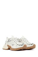 Women's White Lace-Up Thick-Soled Sneaker | Derimod