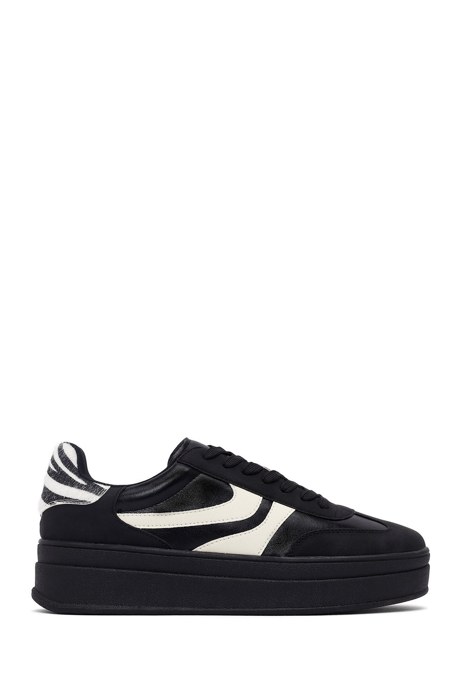 Women's Black Lace-Up Thick-Soled Sneaker 25AFD430814 | Derimod