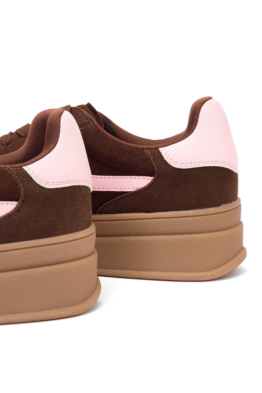 Women's Brown Lace-Up Thick-Soled Sneaker