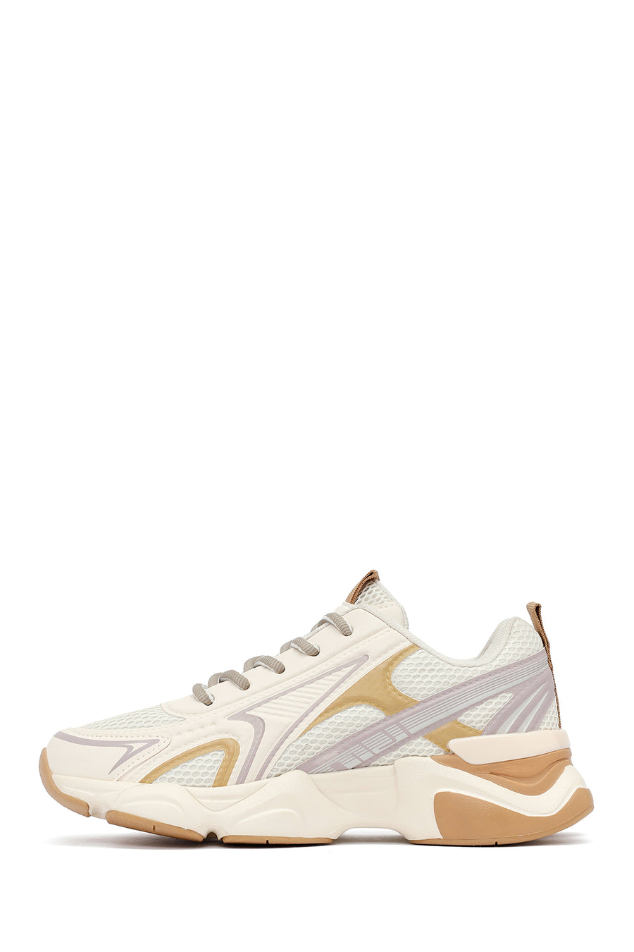 Women's Cream Lace-Up Thick-Soled Sneaker