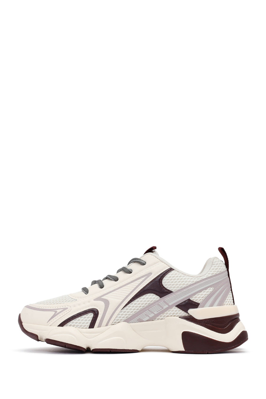 Women's Burgundy Lace-Up Thick-Soled Sneaker