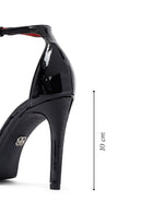 Women's Black Ankle Buckle High Thin Heel Patent Leather Stiletto | Derimod