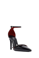 Women's Black Ankle Buckle High Thin Heel Patent Leather Stiletto | Derimod