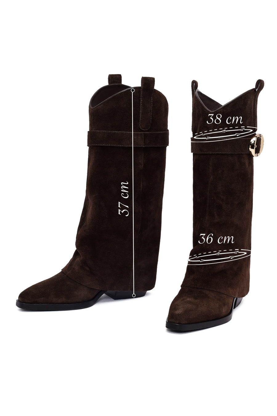 Women's Brown Thick Heeled Suede Leather Boot