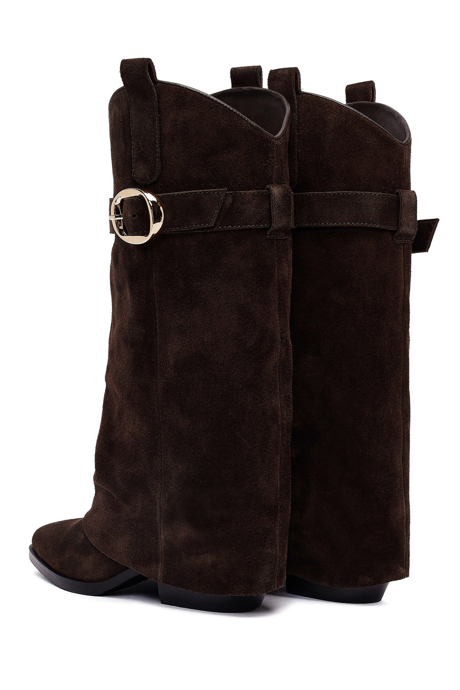 Women's Brown Thick Heeled Suede Leather Boot