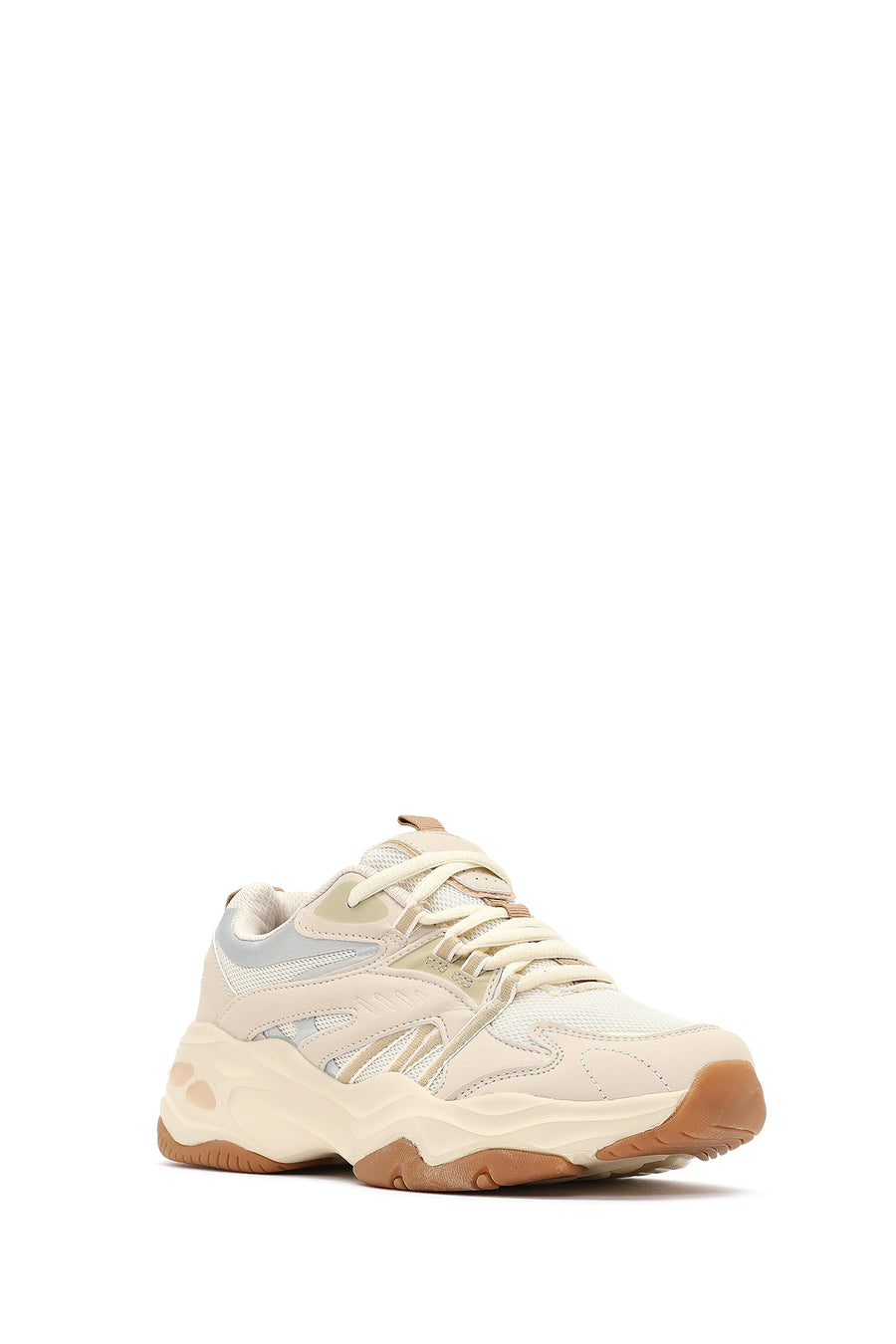 Kadın Bej Bağcıklı Kalın Tabanlı Sneaker