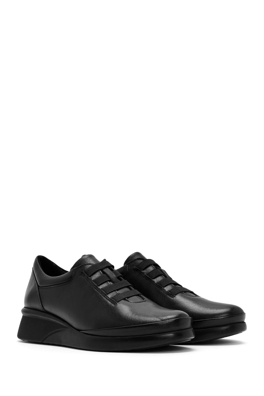 Woman Black Leather Comfort Shoes