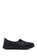 Woman Black Stone Detail Leather Comfort Shoes | Derimod