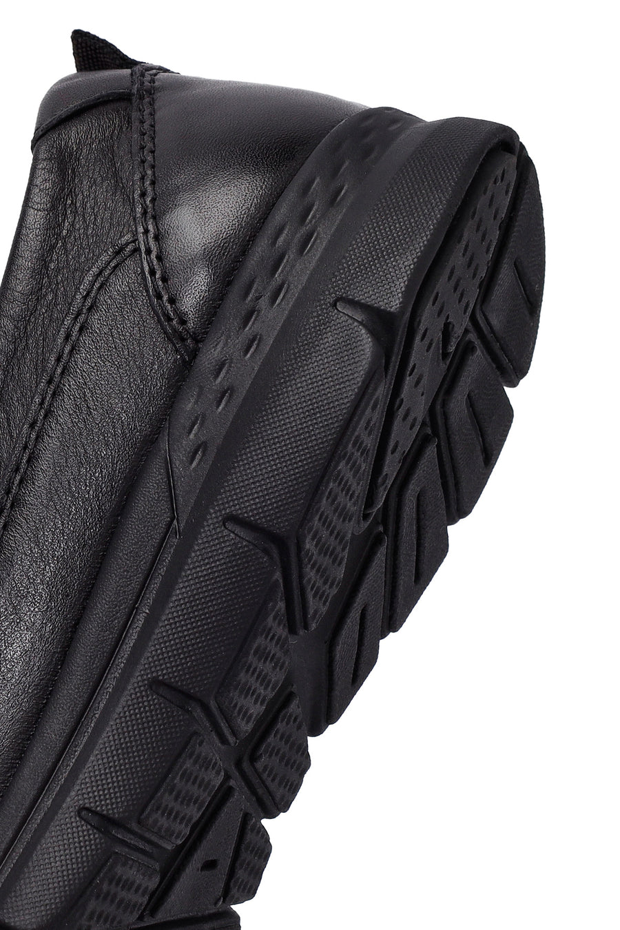 Woman Black Stone Detail Leather Comfort Shoes