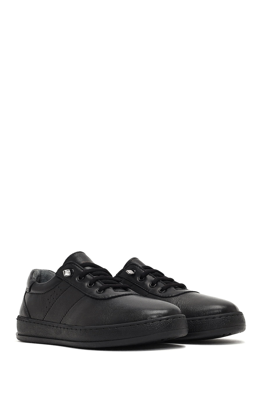 Women's Black Lace-up Leather Comfort Shoe