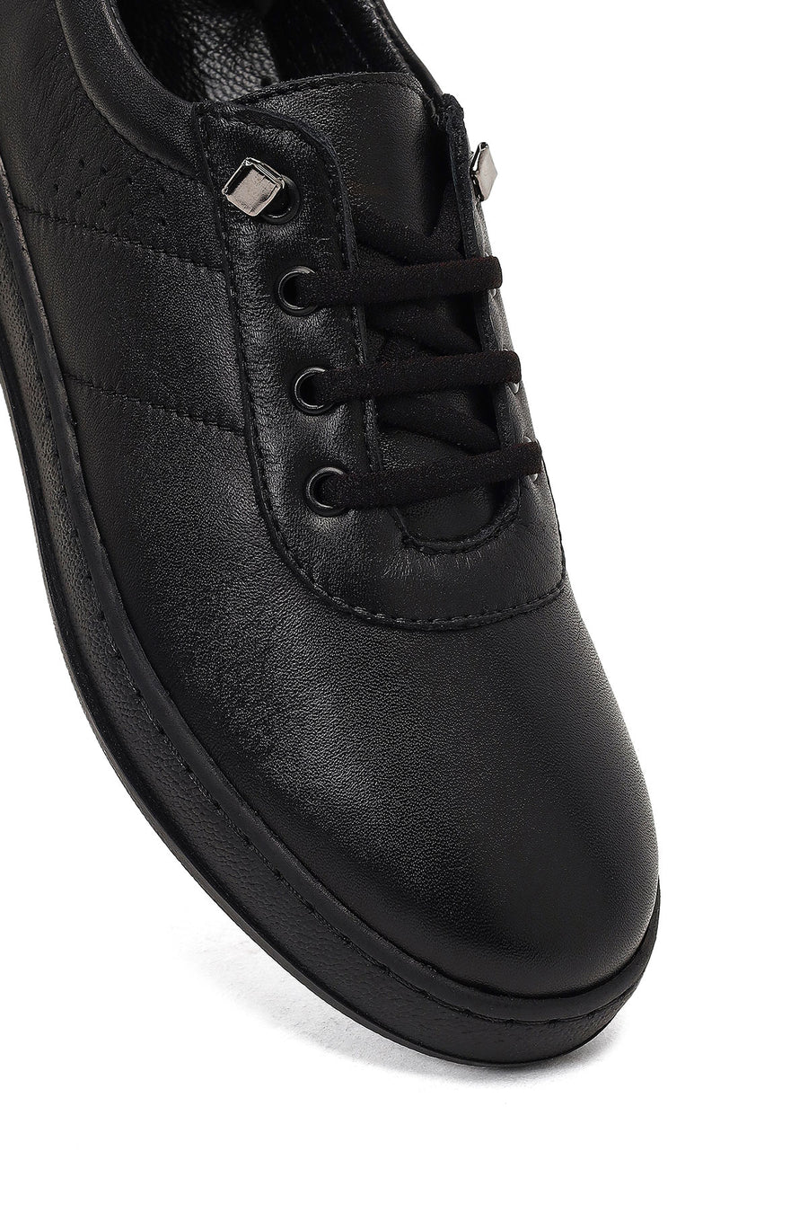 Women's Black Lace-up Leather Comfort Shoe