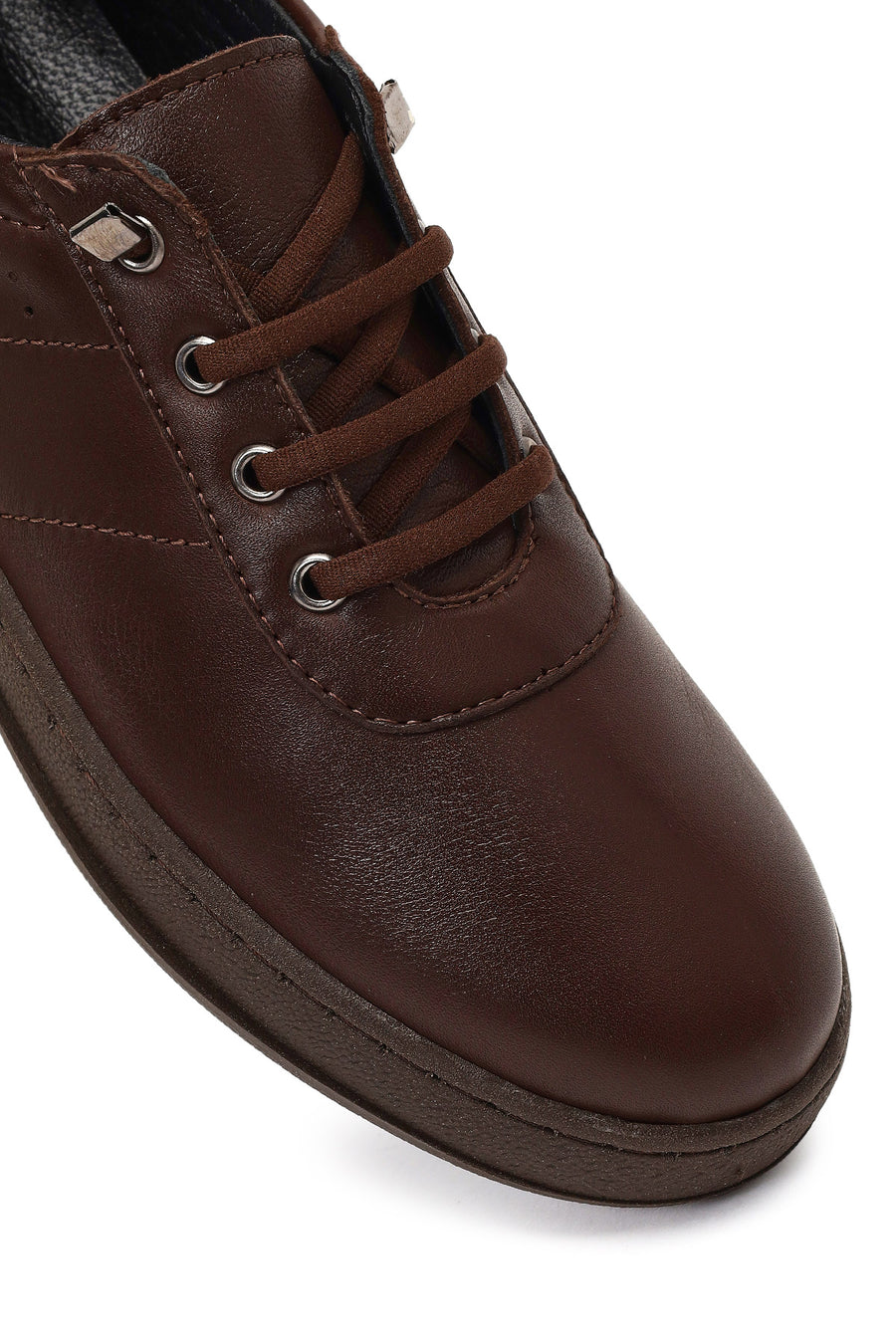 Women's Brown Lace-up Leather Comfort Shoe