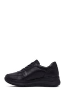 Woman Black Lace-Up Thick Sole Leather Sneakers | Derimod
