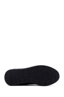 Woman Black Lace-Up Thick Sole Leather Sneakers | Derimod